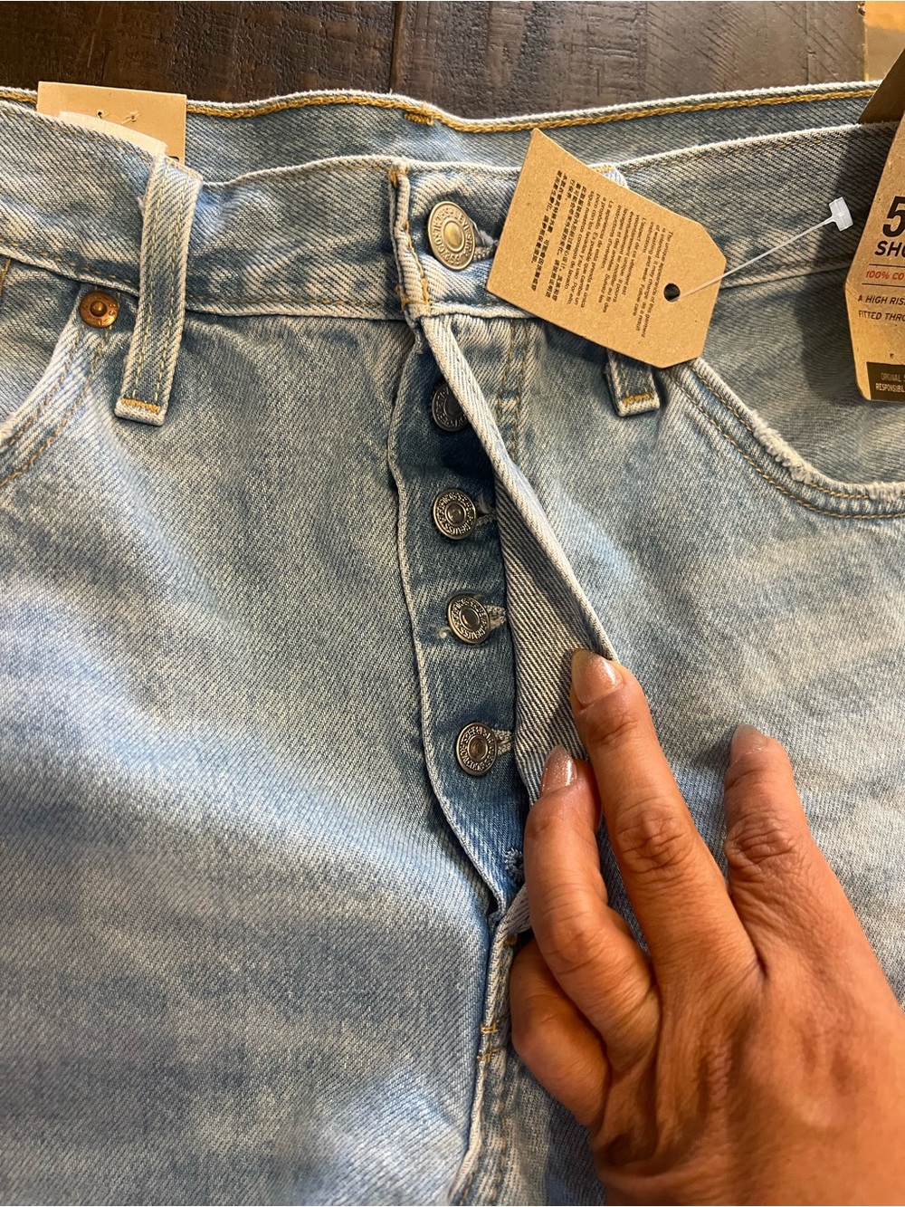 Levi's Light Blue Denim Cutoff Shorts - Picture 5 of 7